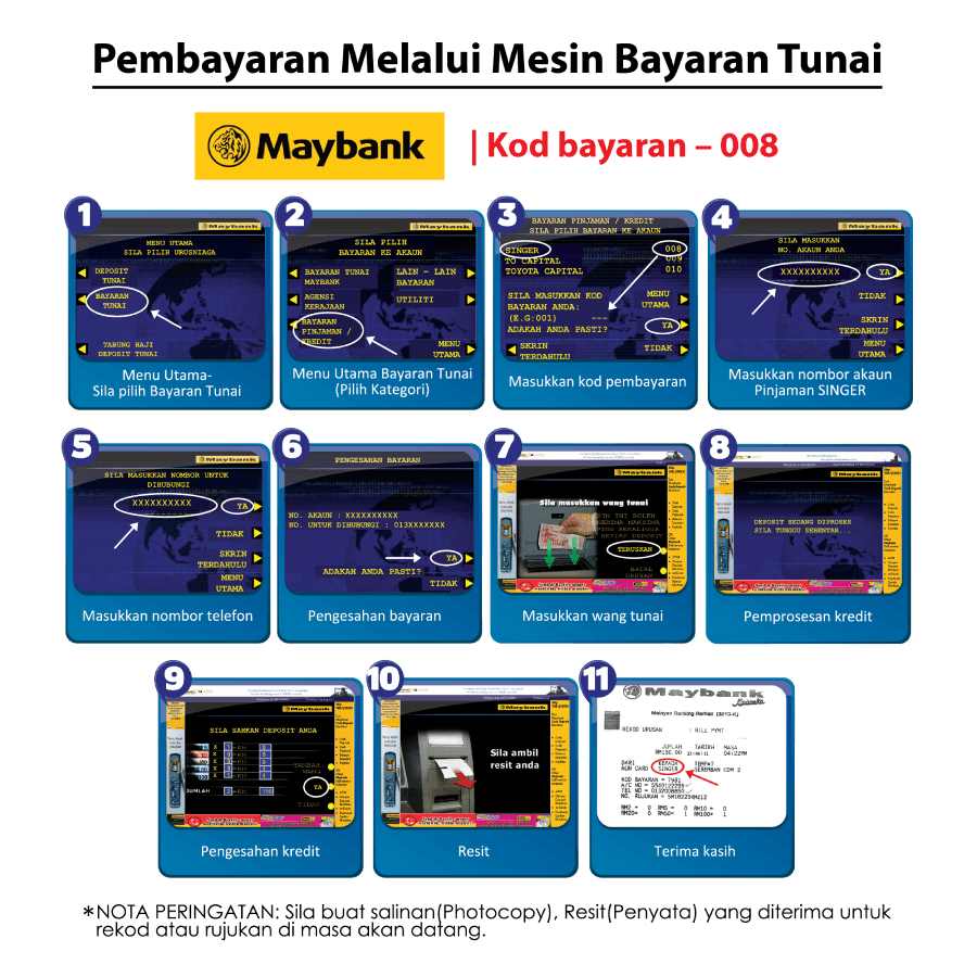 Cara Bayar Hutang Singer CASH DEPOSIT MACHINE