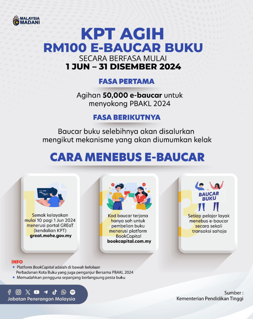 e-Baucar Buku Percuma RM100  Semakan Portal Great  